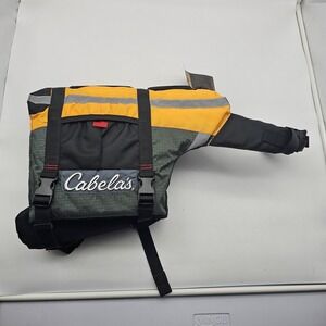 Cabela's Advanced Dog Life Jacket Large Yellow Gray Nylon Rescue Handle Vest